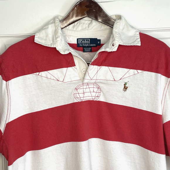 Vintage Polo by Ralph Lauren Rugby Shirt Bold Stripe Polo Size M Cotton 90s - Picture 2 of 15
